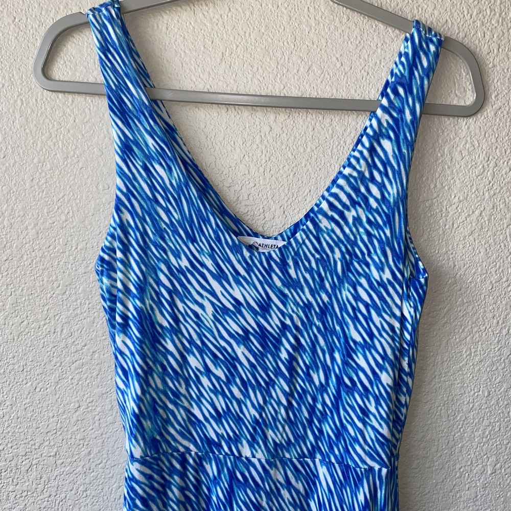 ATHLETA Starfish Reef Print Dress Sleeveless Blue Size XS Stretch Beach Cruise - Picture 2 of 7